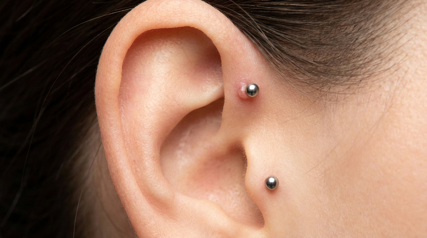 Ear with cartilage piercings — piercing bump vs keloid comparison guide