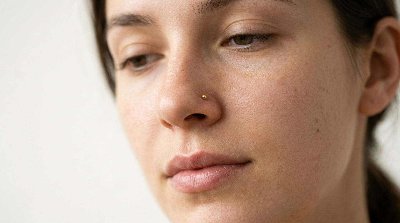 Woman's nose and facial piercing — nostril and septum healing time guide